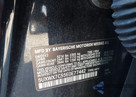2014 BMW X3 xDrive35I from USA, damaged, VIN 5UXWX7C55E0E77442